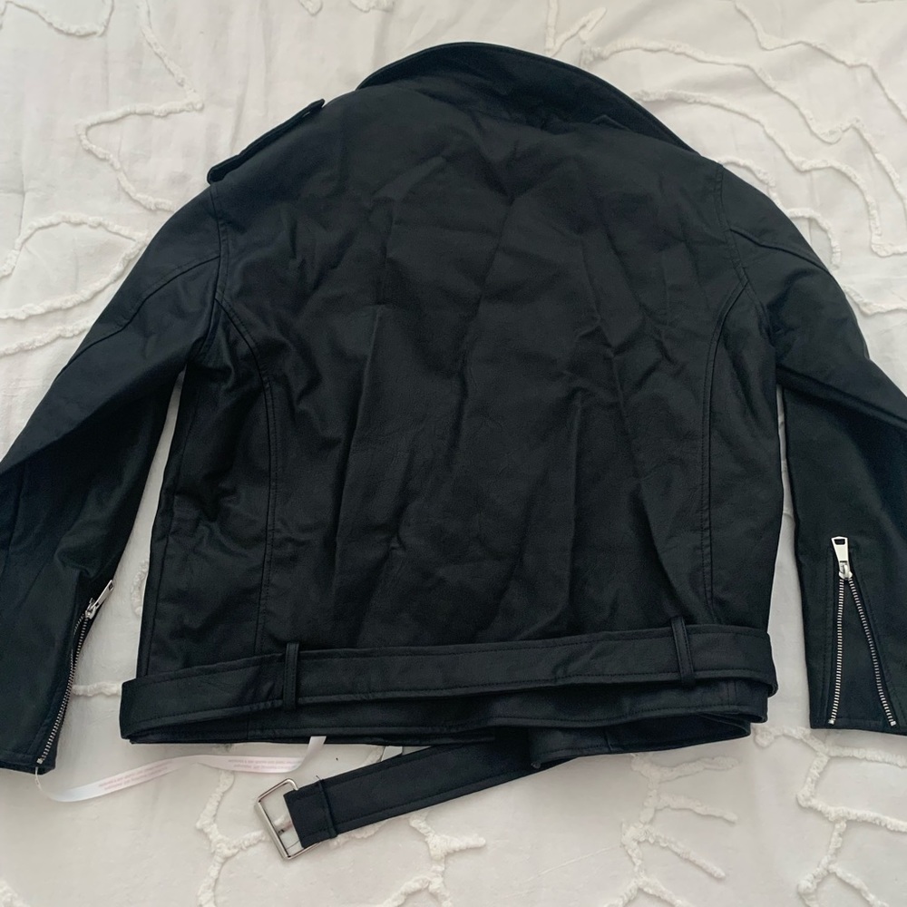 Missguided Boyfriend Faux Leather Biker Jacket Black - Picture 10 of 10